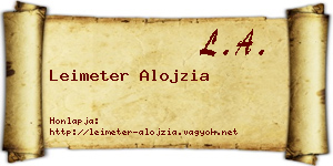 Leimeter Alojzia névjegykártya